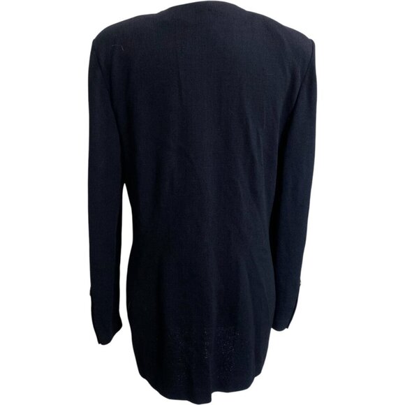 St. John Santana Knit Evening Blazer Cardigan - Removable Collar - Black Size 10 - Picture 6 of 9